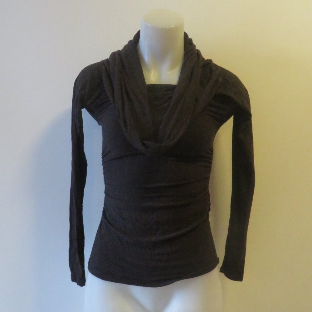 GENDER BIAS BROWN  COWL NECK LONG SLEEVE TOP XS *